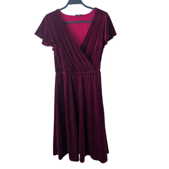 Modcloth Maroon Ribbed Midi Formal Holiday Dress Size Medium - Picture 1 of 6